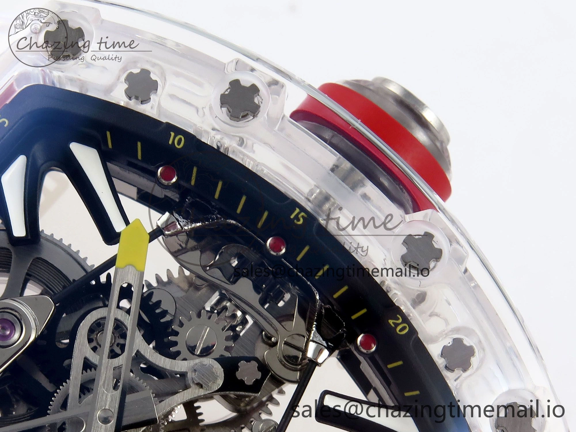 RM027-02 Transparent Tourbillon RMF Best Edition Skeleton Dial on Orange Rubber Strap MultiPurpose 9215