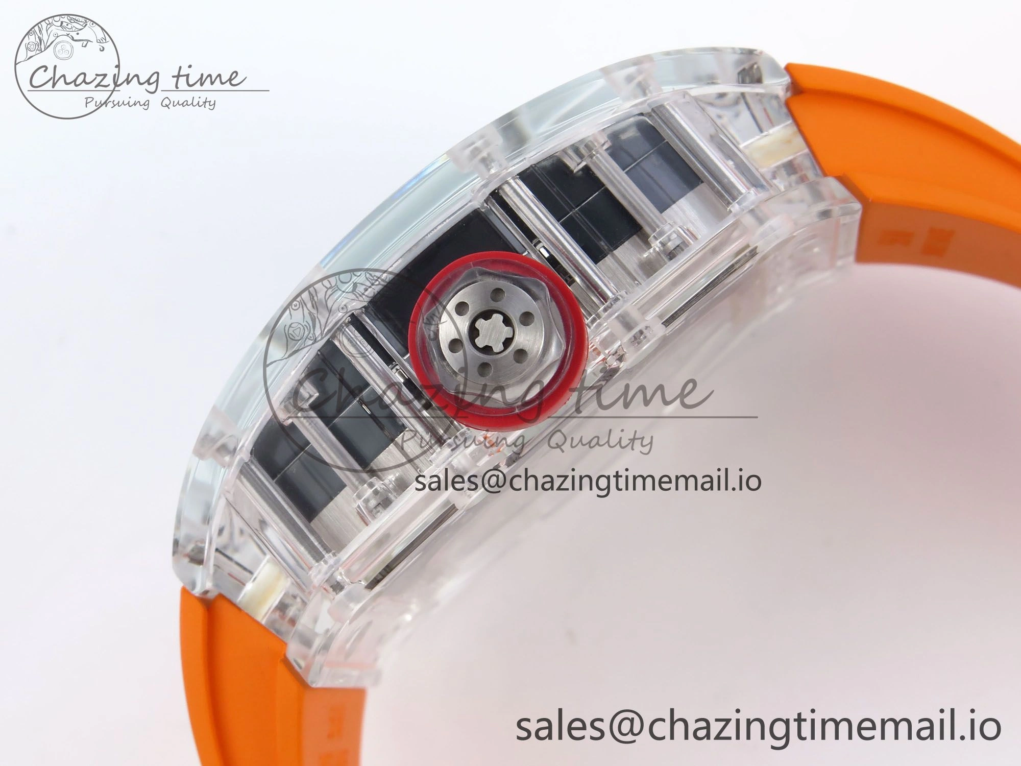 RM027-02 Transparent Tourbillon RMF Best Edition Skeleton Dial on Orange Rubber Strap MultiPurpose 9215