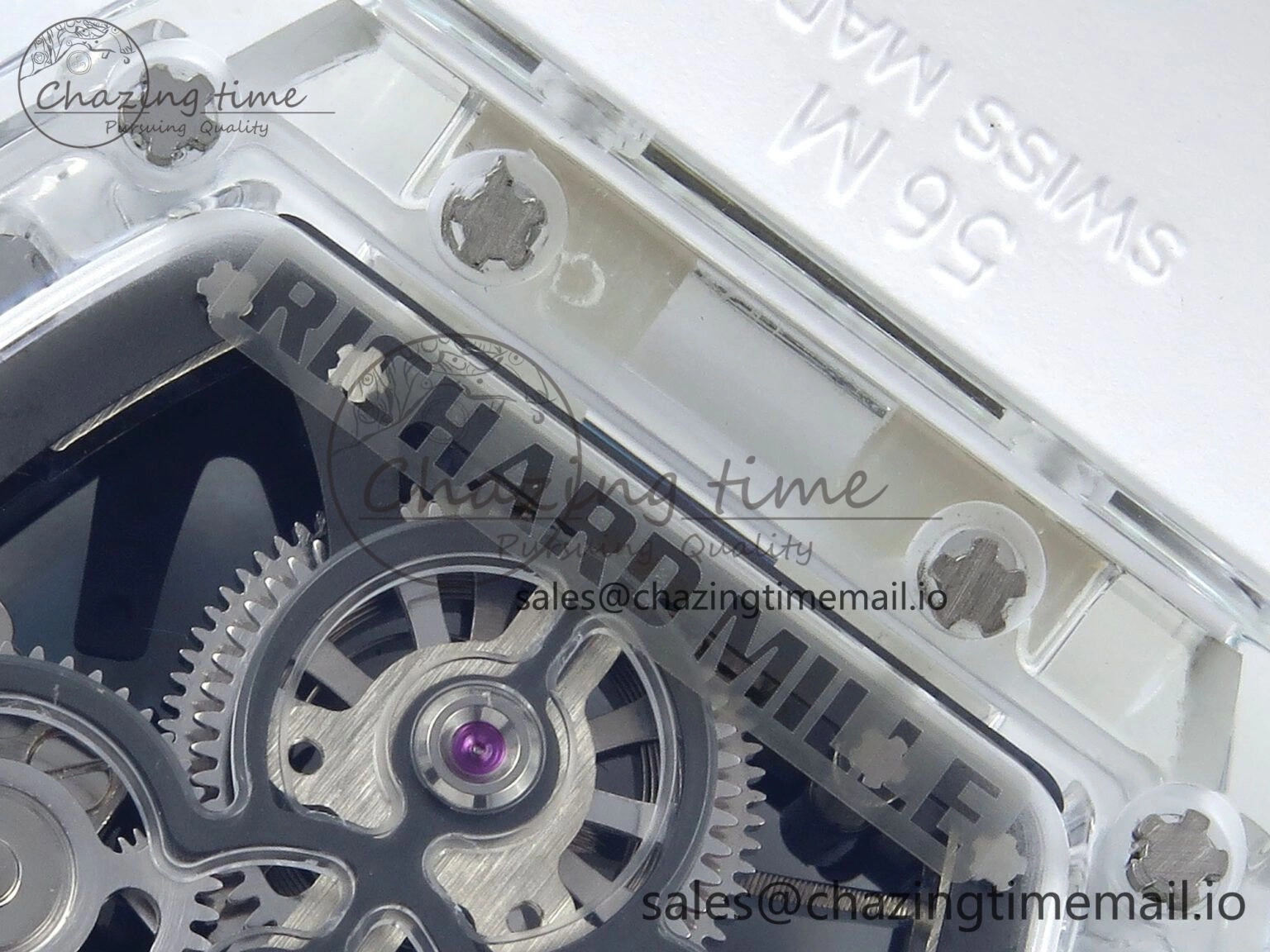 Breathable RM027-02 Transparent Tourbillon RMF Best Edition Skeleton Dial on White Rubber Strap 9206