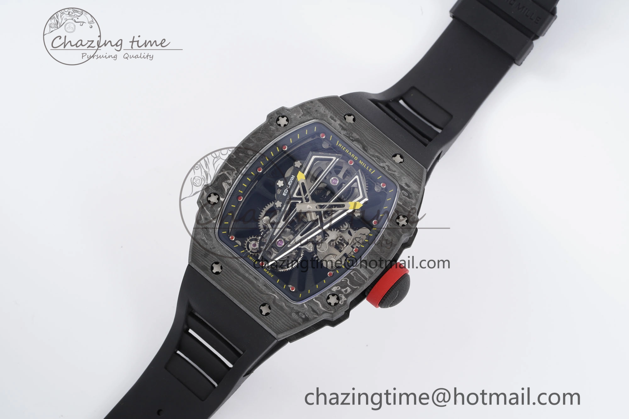 Stylish RM027-03 NTPT Real Tourbillon RMF Best Edition Skeleton Dial on Black Rubber Strap 9364