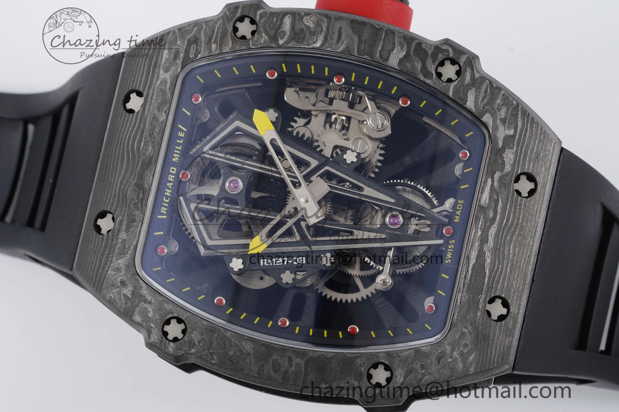 Stylish RM027-03 NTPT Real Tourbillon RMF Best Edition Skeleton Dial on Black Rubber Strap 9364