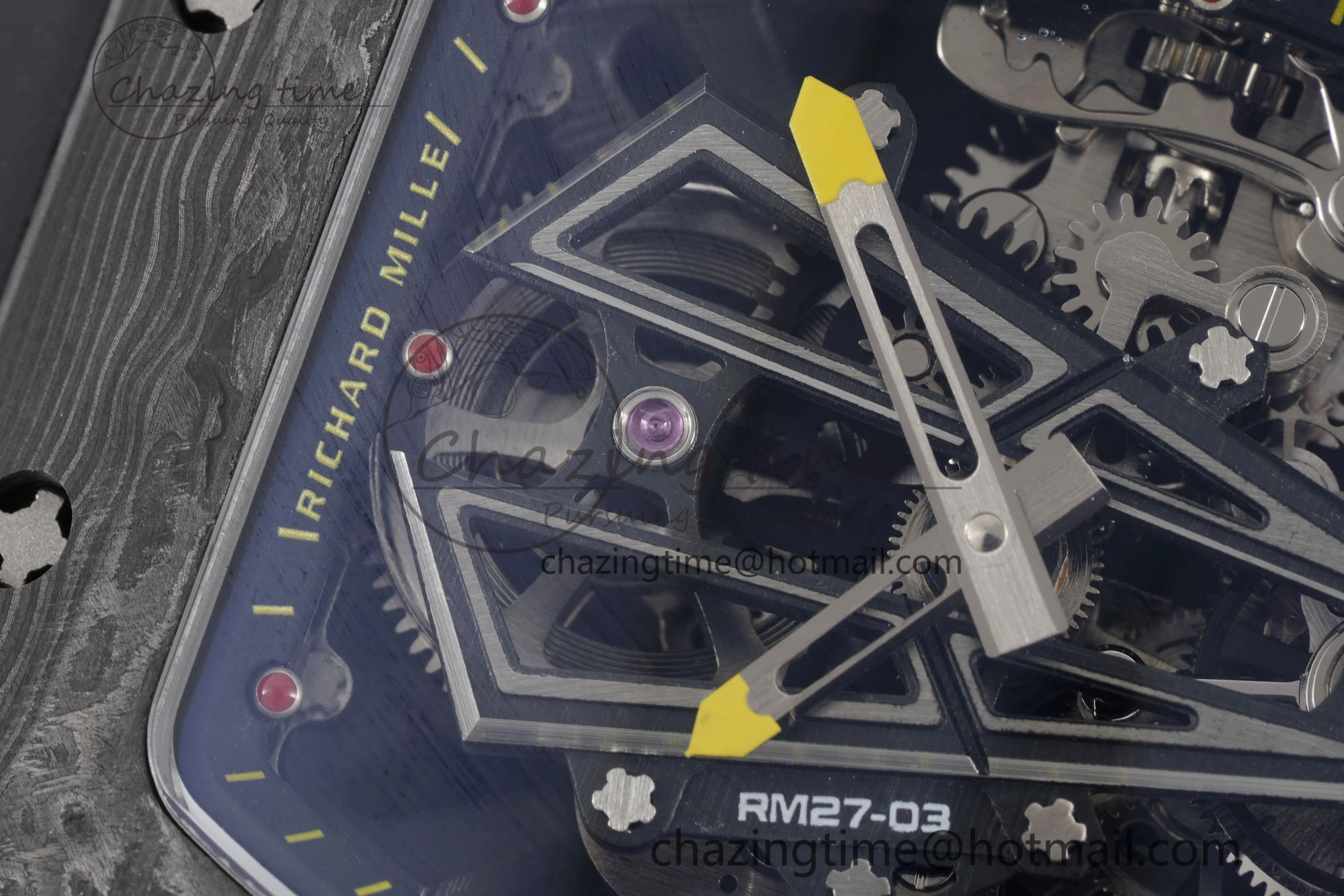 Stylish RM027-03 NTPT Real Tourbillon RMF Best Edition Skeleton Dial on Black Rubber Strap 9364