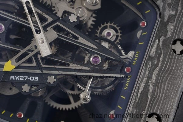 Stylish RM027-03 NTPT Real Tourbillon RMF Best Edition Skeleton Dial on Black Rubber Strap 9364