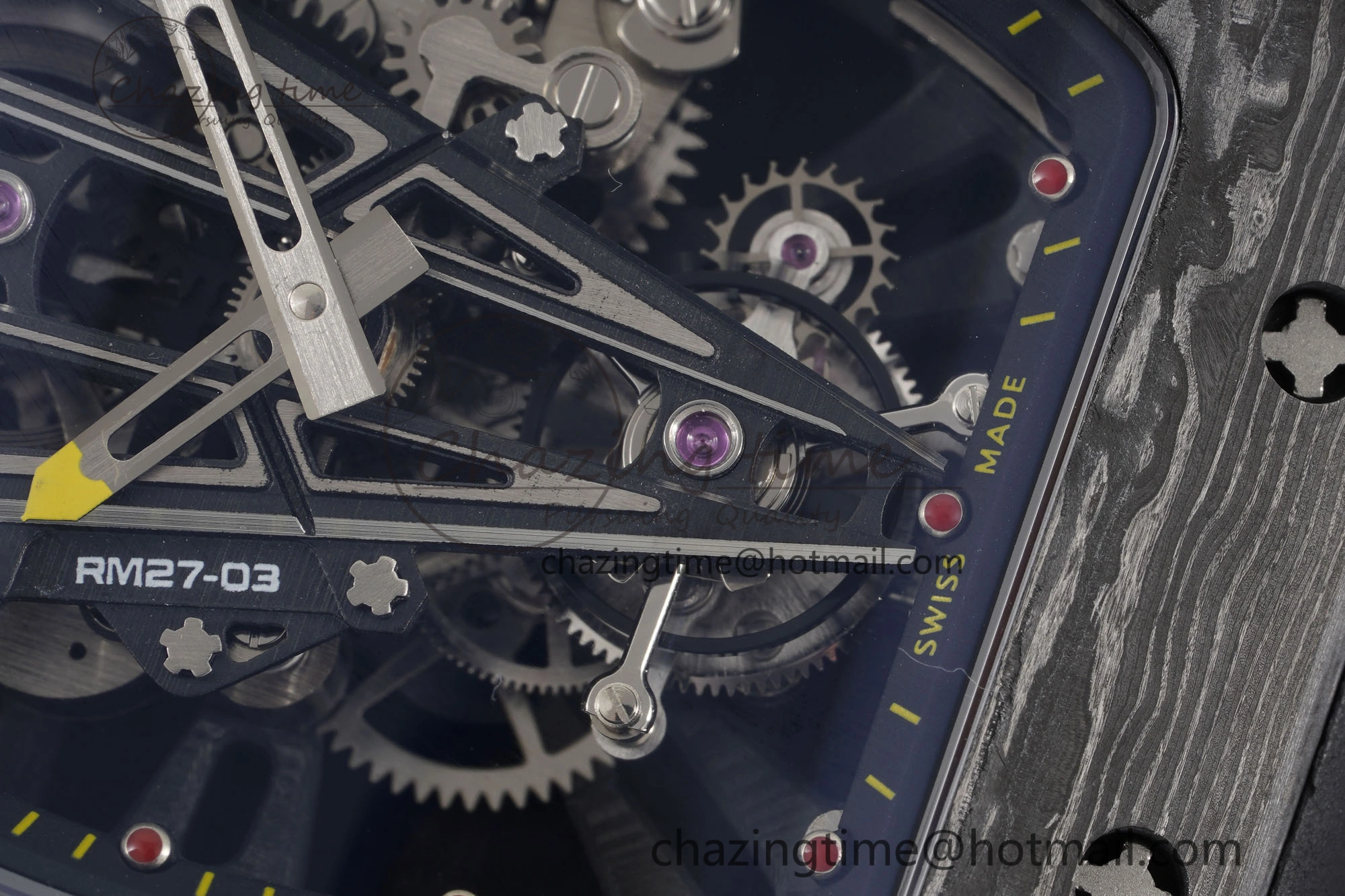 Stylish RM027-03 NTPT Real Tourbillon RMF Best Edition Skeleton Dial on Black Rubber Strap 9364