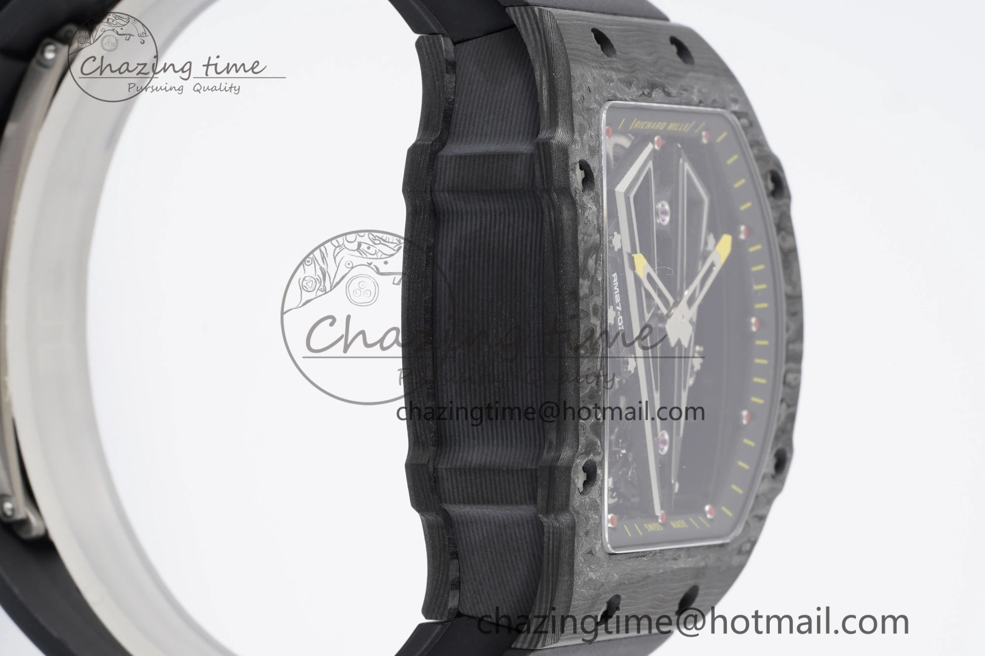 Stylish RM027-03 NTPT Real Tourbillon RMF Best Edition Skeleton Dial on Black Rubber Strap 9364