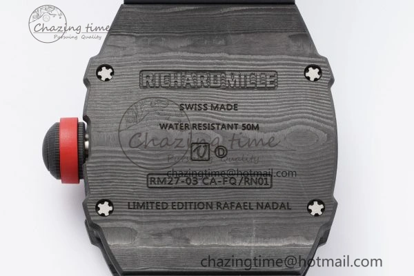Stylish RM027-03 NTPT Real Tourbillon RMF Best Edition Skeleton Dial on Black Rubber Strap 9364