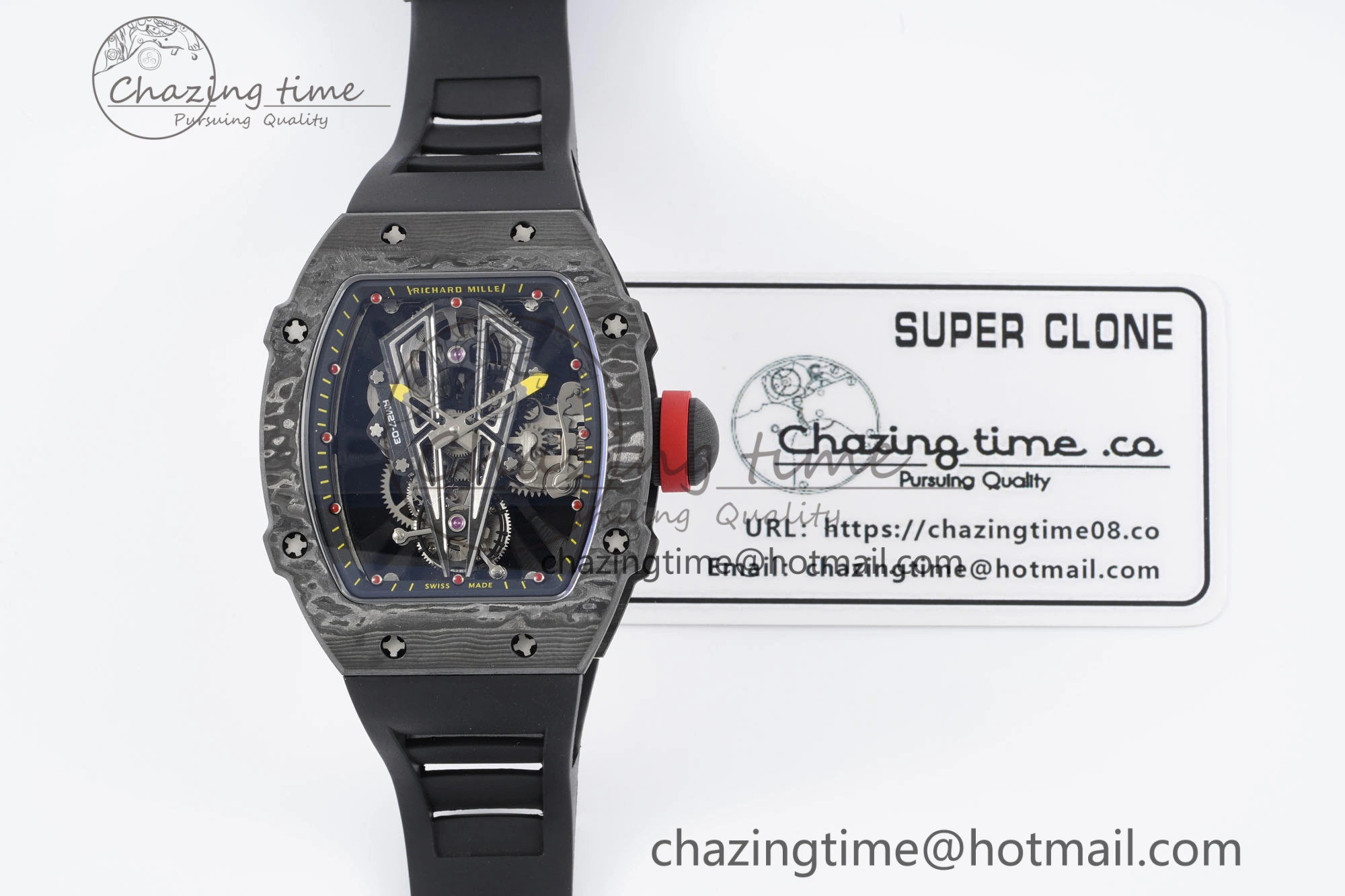Stylish RM027-03 NTPT Real Tourbillon RMF Best Edition Skeleton Dial on Black Rubber Strap 9364