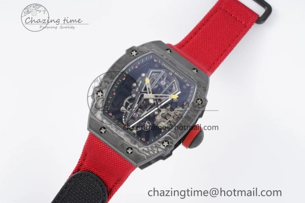 SunProtective RM027-03 NTPT Real Tourbillon RMF Best Edition Skeleton Dial on Red Nylon Strap 9365