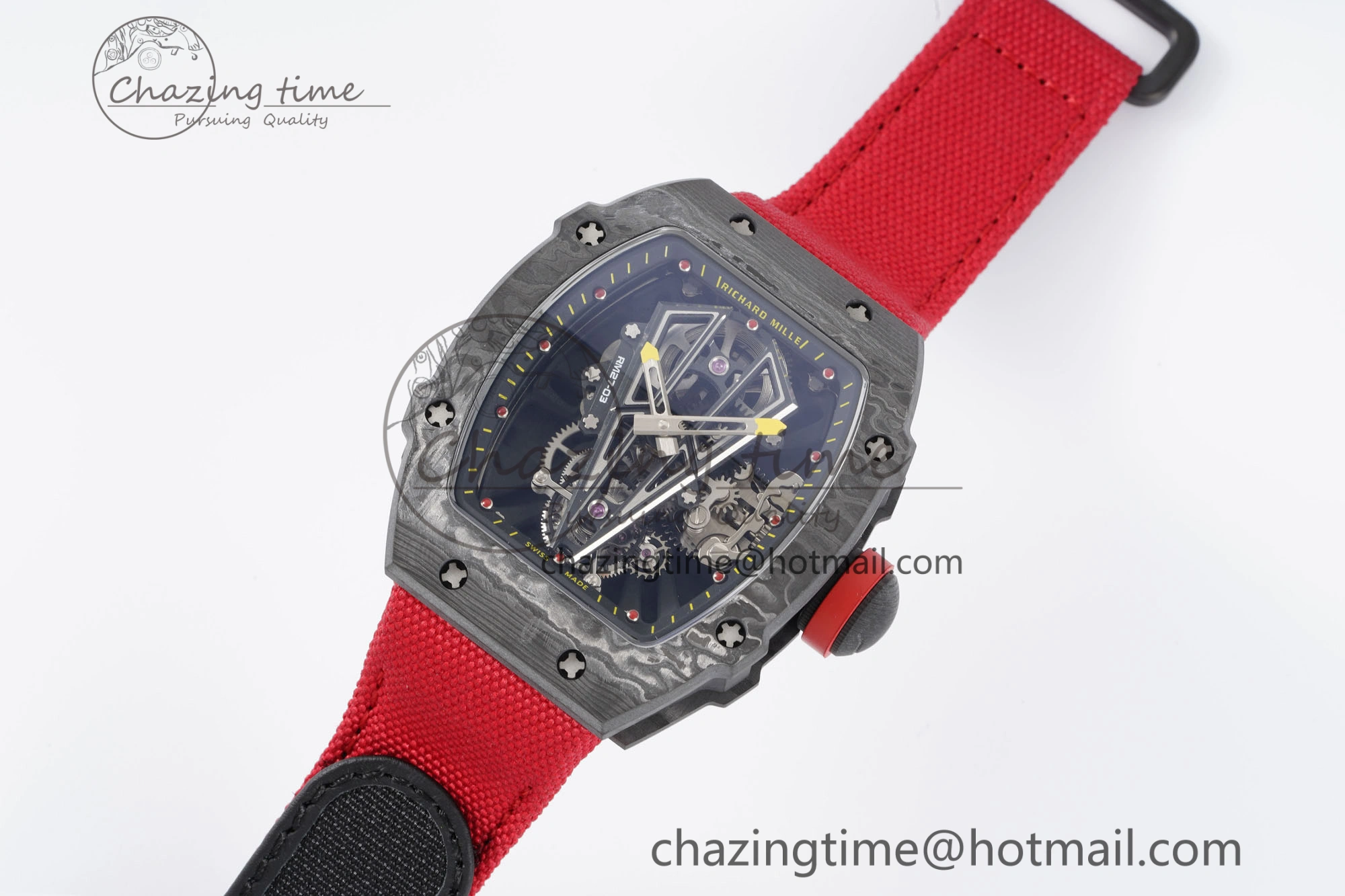 SunProtective RM027-03 NTPT Real Tourbillon RMF Best Edition Skeleton Dial on Red Nylon Strap 9365