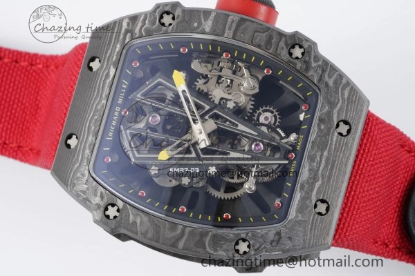 SunProtective RM027-03 NTPT Real Tourbillon RMF Best Edition Skeleton Dial on Red Nylon Strap 9365