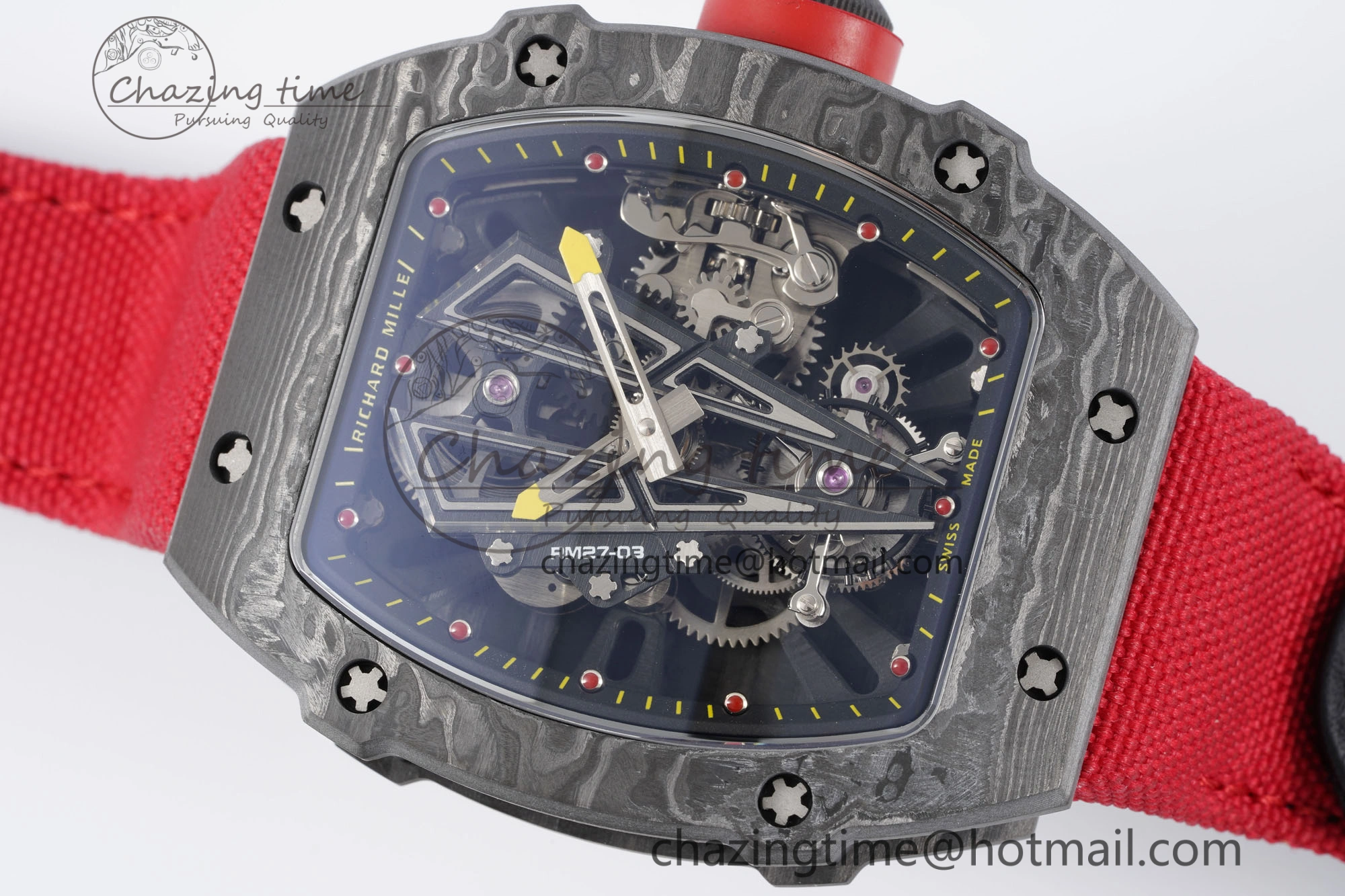 SunProtective RM027-03 NTPT Real Tourbillon RMF Best Edition Skeleton Dial on Red Nylon Strap 9365