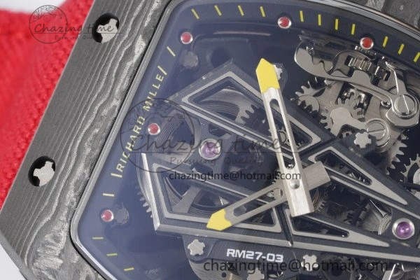 SunProtective RM027-03 NTPT Real Tourbillon RMF Best Edition Skeleton Dial on Red Nylon Strap 9365