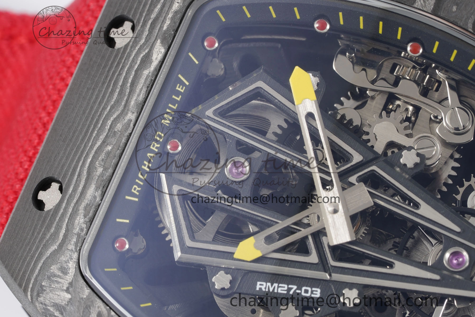 SunProtective RM027-03 NTPT Real Tourbillon RMF Best Edition Skeleton Dial on Red Nylon Strap 9365