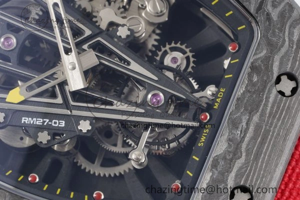 SunProtective RM027-03 NTPT Real Tourbillon RMF Best Edition Skeleton Dial on Red Nylon Strap 9365