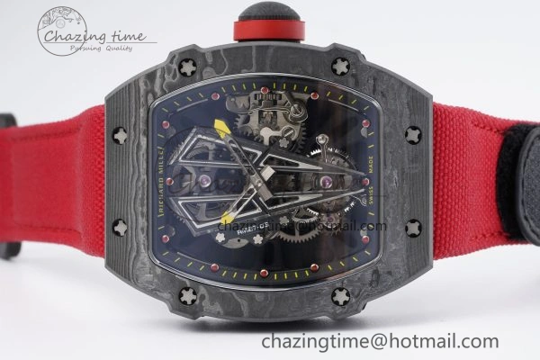 SunProtective RM027-03 NTPT Real Tourbillon RMF Best Edition Skeleton Dial on Red Nylon Strap 9365