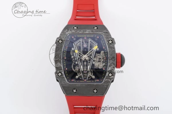 Sophisticated RM027-03 NTPT Real Tourbillon RMF Best Edition Skeleton Dial on Red Rubber Strap 9363