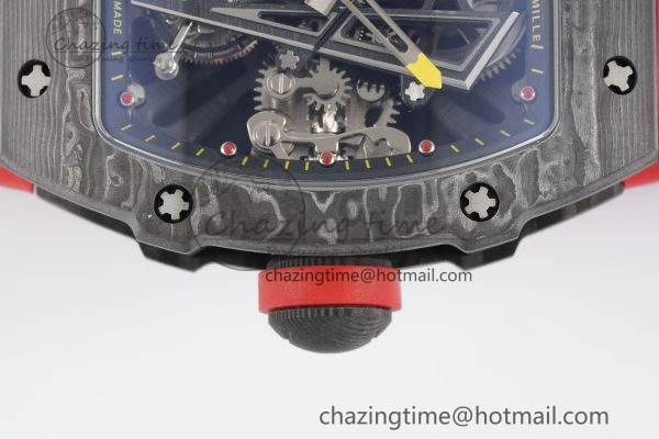 Sophisticated RM027-03 NTPT Real Tourbillon RMF Best Edition Skeleton Dial on Red Rubber Strap 9363