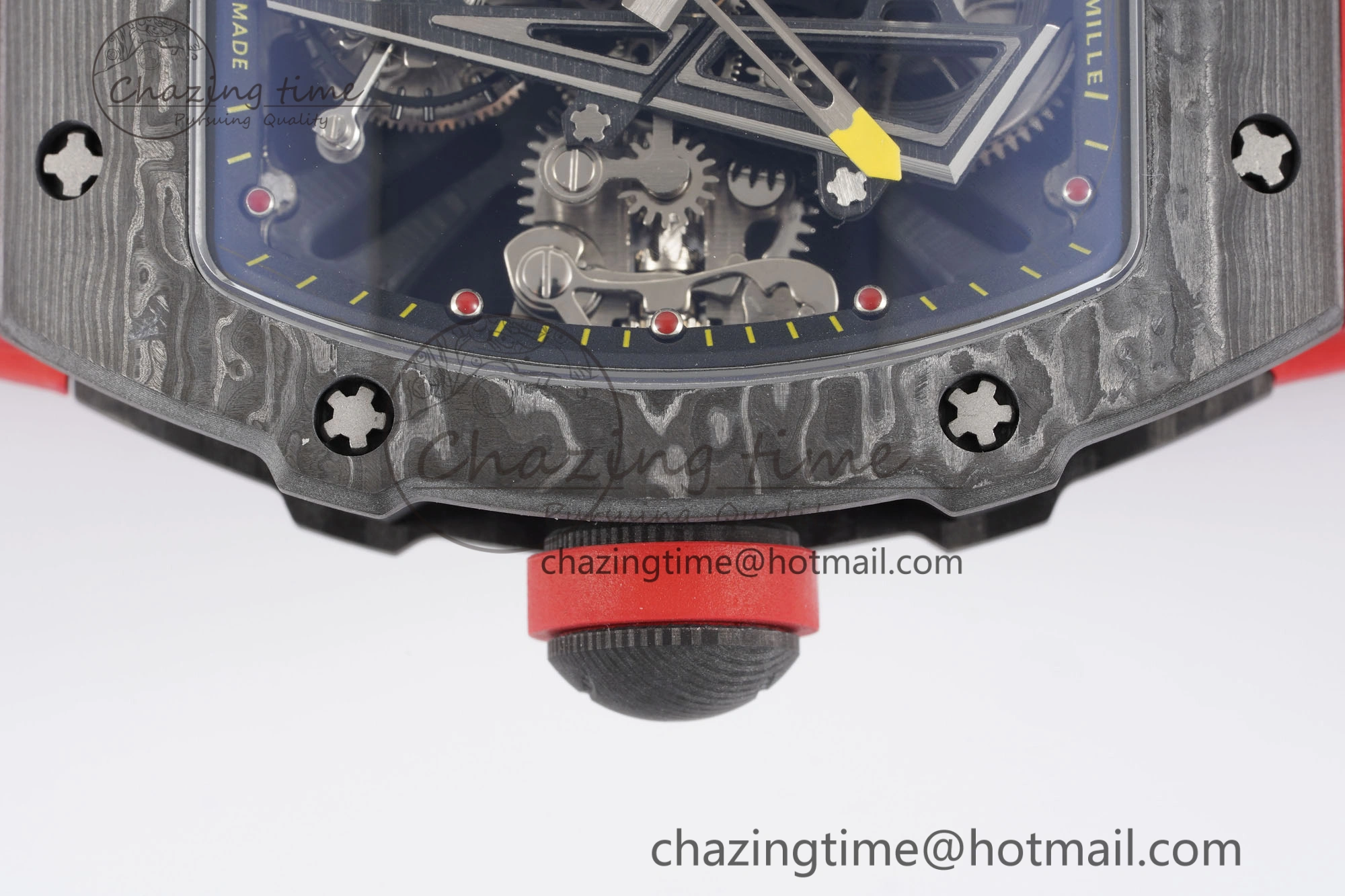 Sophisticated RM027-03 NTPT Real Tourbillon RMF Best Edition Skeleton Dial on Red Rubber Strap 9363