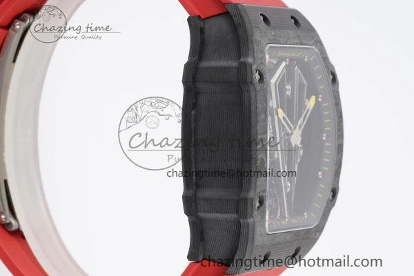Sophisticated RM027-03 NTPT Real Tourbillon RMF Best Edition Skeleton Dial on Red Rubber Strap 9363