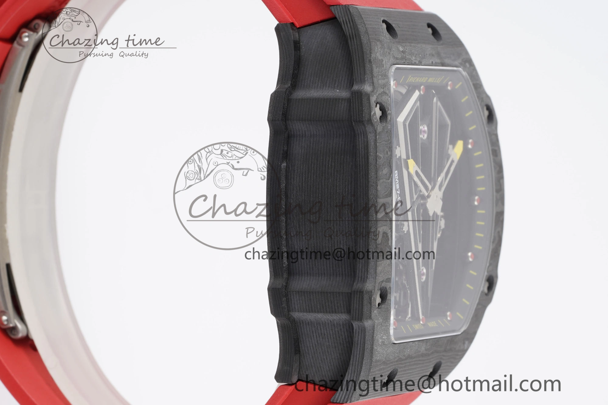 Sophisticated RM027-03 NTPT Real Tourbillon RMF Best Edition Skeleton Dial on Red Rubber Strap 9363
