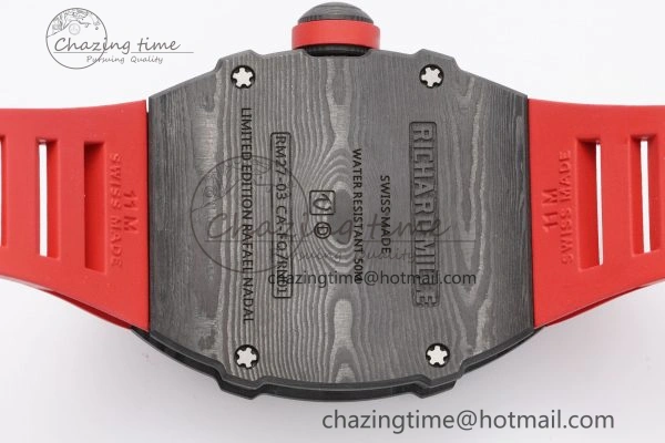 Sophisticated RM027-03 NTPT Real Tourbillon RMF Best Edition Skeleton Dial on Red Rubber Strap 9363