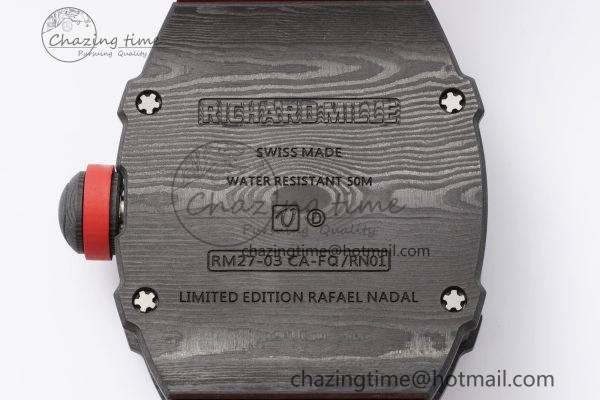 Sophisticated RM027-03 NTPT Real Tourbillon RMF Best Edition Skeleton Dial on Red Rubber Strap 9363