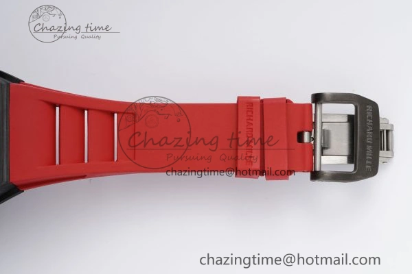 Sophisticated RM027-03 NTPT Real Tourbillon RMF Best Edition Skeleton Dial on Red Rubber Strap 9363