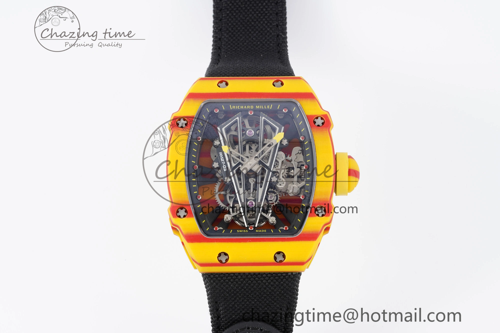 RM027-03 Real Tourbillon RMF Best Edition Orange Red Carbon Skeleton Dial on Black Nylon Strap FashionForward 9368