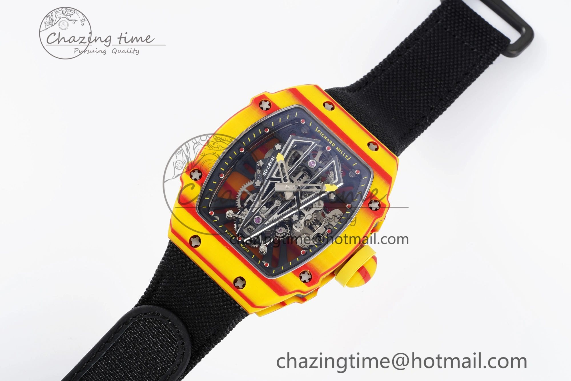 RM027-03 Real Tourbillon RMF Best Edition Orange Red Carbon Skeleton Dial on Black Nylon Strap FashionForward 9368