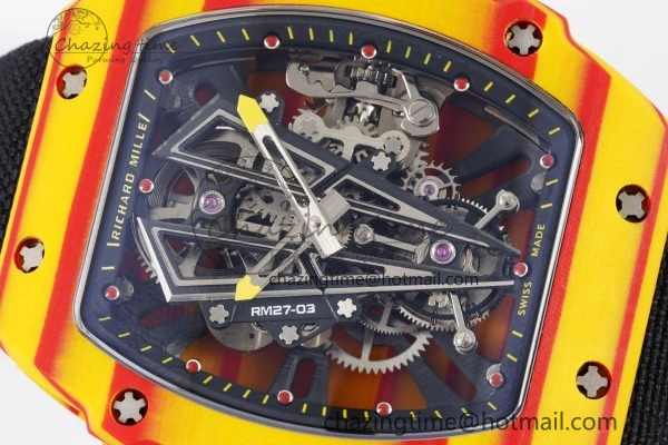 RM027-03 Real Tourbillon RMF Best Edition Orange Red Carbon Skeleton Dial on Black Nylon Strap FashionForward 9368