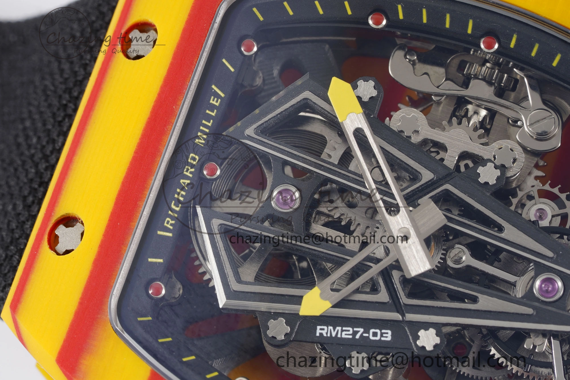 RM027-03 Real Tourbillon RMF Best Edition Orange Red Carbon Skeleton Dial on Black Nylon Strap FashionForward 9368