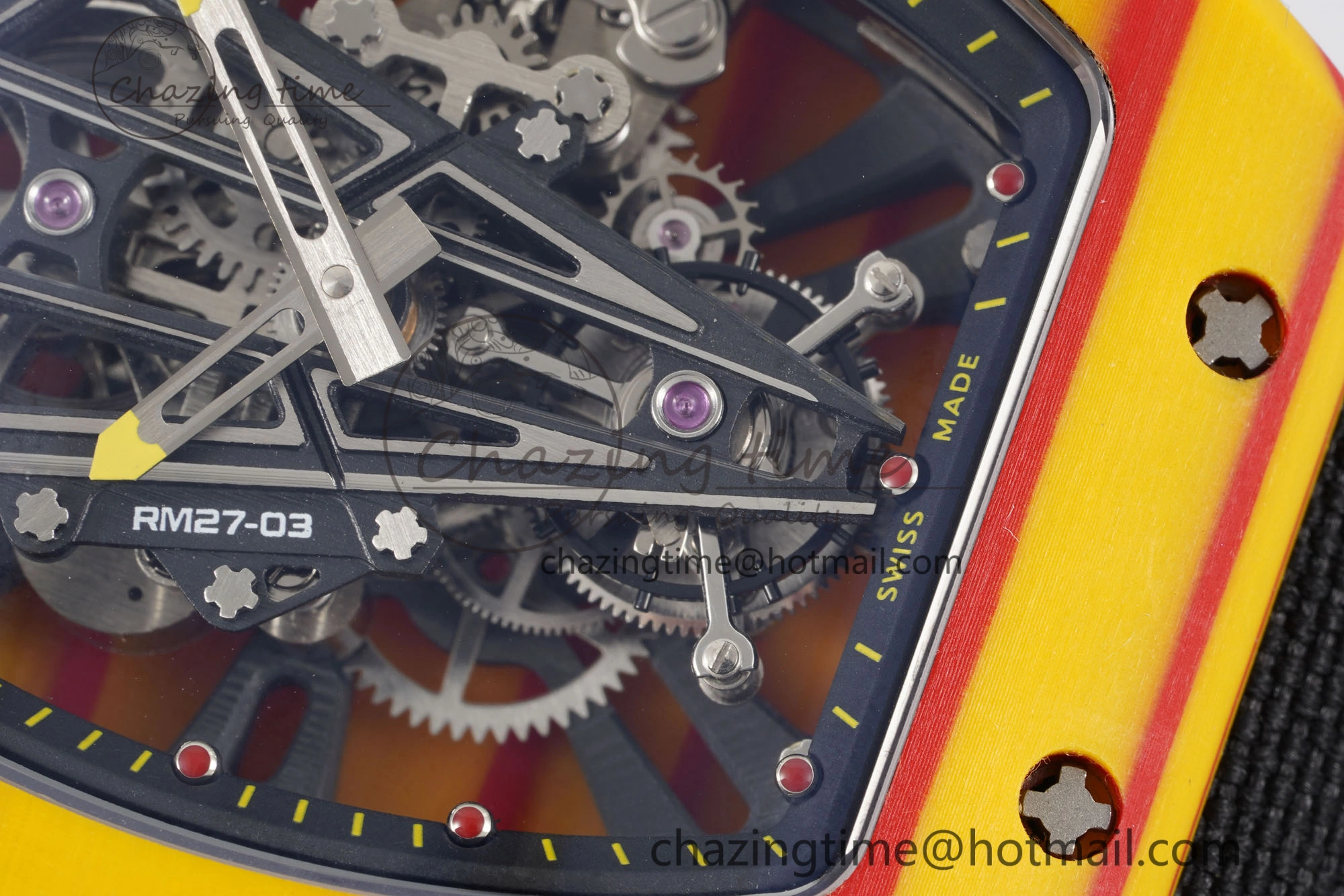 RM027-03 Real Tourbillon RMF Best Edition Orange Red Carbon Skeleton Dial on Black Nylon Strap FashionForward 9368