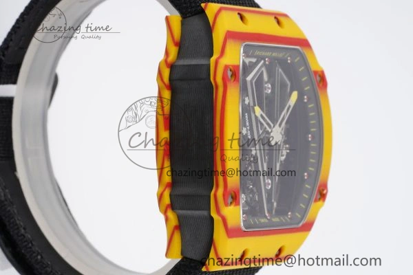 RM027-03 Real Tourbillon RMF Best Edition Orange Red Carbon Skeleton Dial on Black Nylon Strap FashionForward 9368