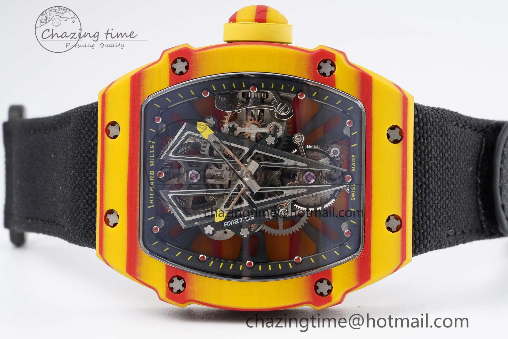 RM027-03 Real Tourbillon RMF Best Edition Orange Red Carbon Skeleton Dial on Black Nylon Strap FashionForward 9368