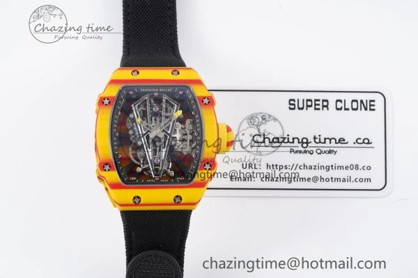 RM027-03 Real Tourbillon RMF Best Edition Orange Red Carbon Skeleton Dial on Black Nylon Strap FashionForward 9368
