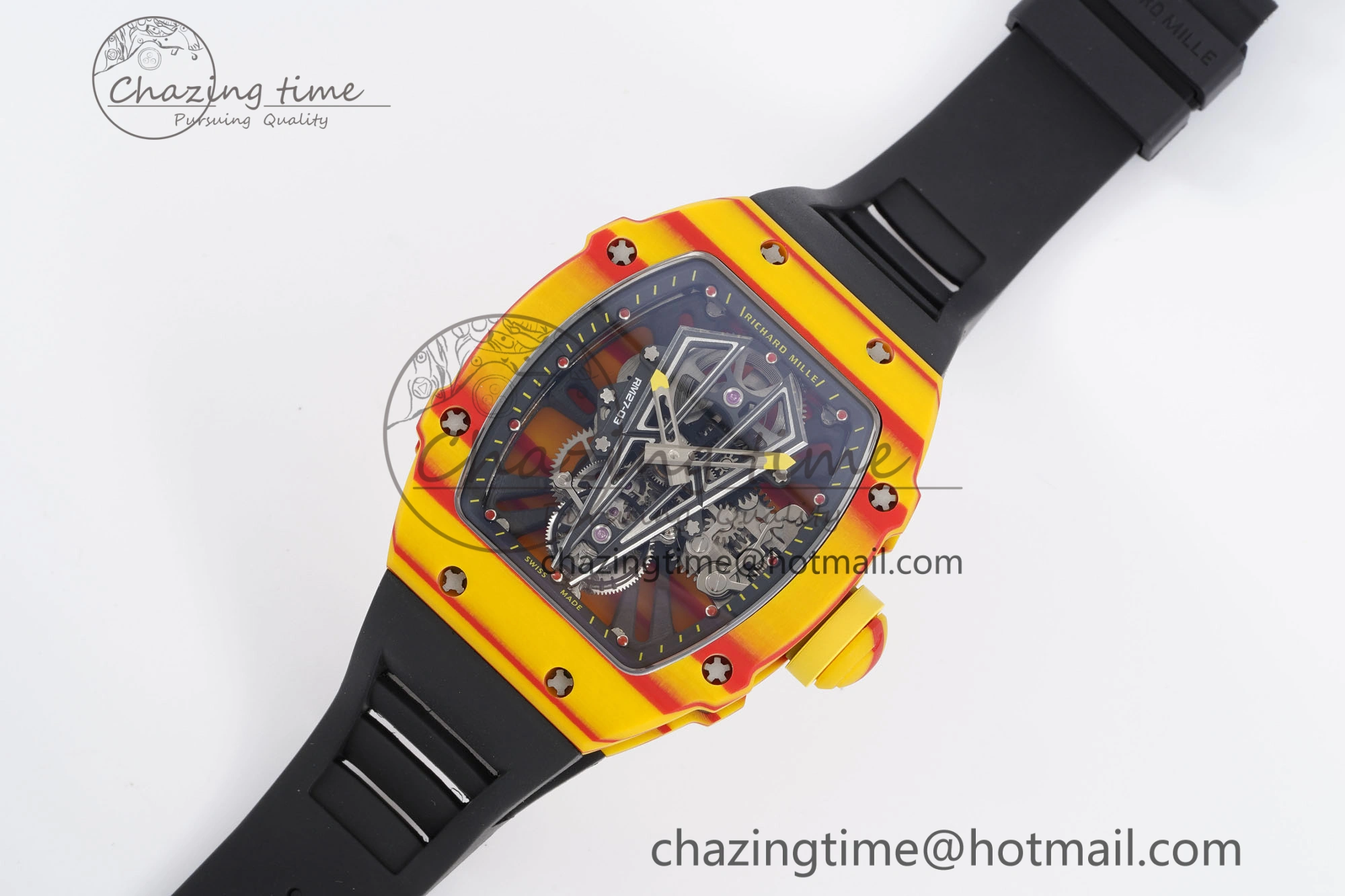 RM027-03 Real Tourbillon RMF Best Edition Orange Red Carbon Skeleton Dial on Black Rubber Strap HighPerformance 9362