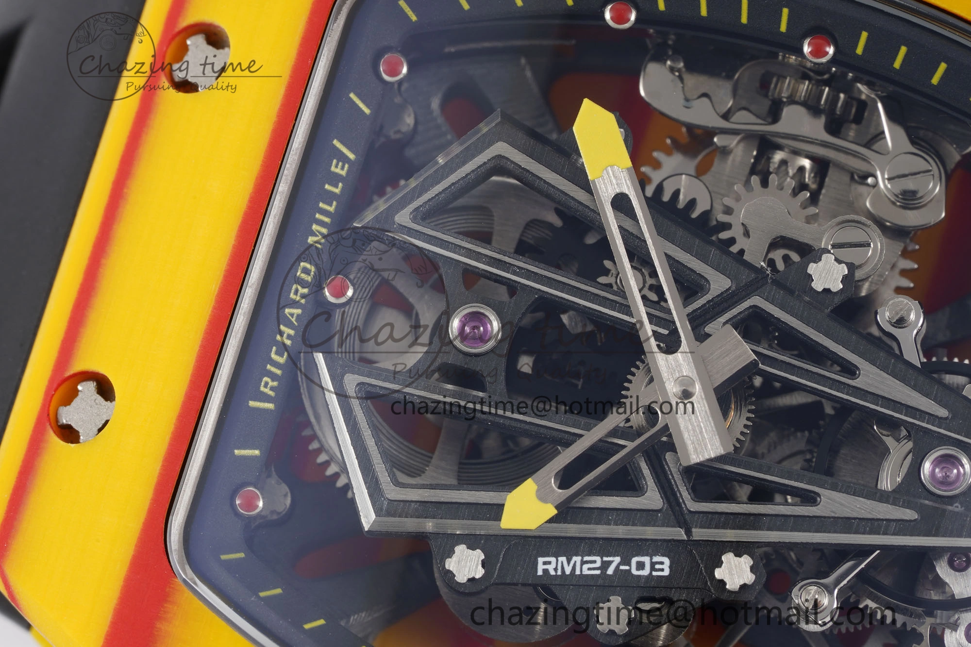 RM027-03 Real Tourbillon RMF Best Edition Orange Red Carbon Skeleton Dial on Black Rubber Strap HighPerformance 9362