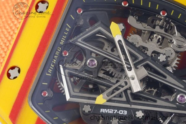 Snug RM027-03 Real Tourbillon RMF Best Edition Orange Red Carbon Skeleton Dial on Orange Nylon Strap 9366