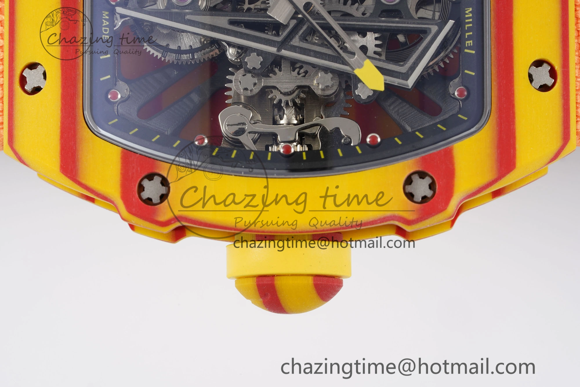 Snug RM027-03 Real Tourbillon RMF Best Edition Orange Red Carbon Skeleton Dial on Orange Nylon Strap 9366