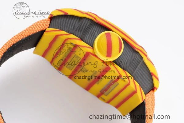 Snug RM027-03 Real Tourbillon RMF Best Edition Orange Red Carbon Skeleton Dial on Orange Nylon Strap 9366