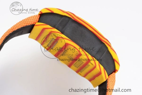 Snug RM027-03 Real Tourbillon RMF Best Edition Orange Red Carbon Skeleton Dial on Orange Nylon Strap 9366