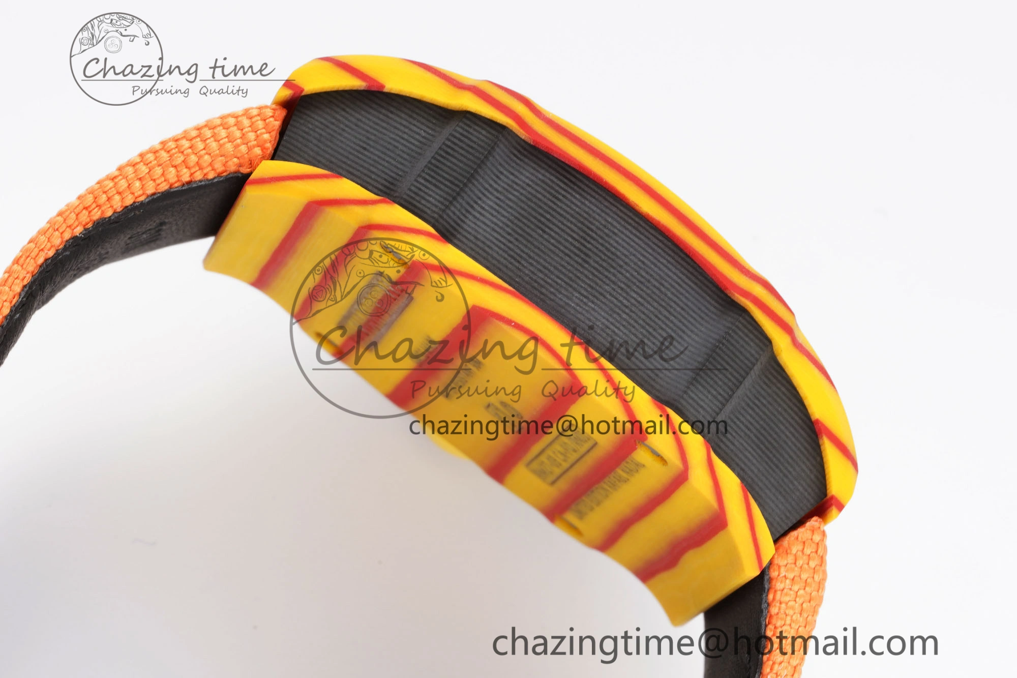 Snug RM027-03 Real Tourbillon RMF Best Edition Orange Red Carbon Skeleton Dial on Orange Nylon Strap 9366