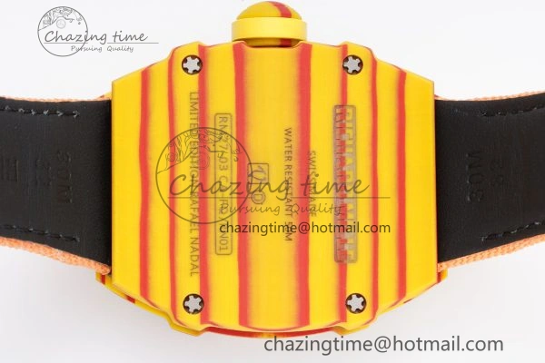 Snug RM027-03 Real Tourbillon RMF Best Edition Orange Red Carbon Skeleton Dial on Orange Nylon Strap 9366