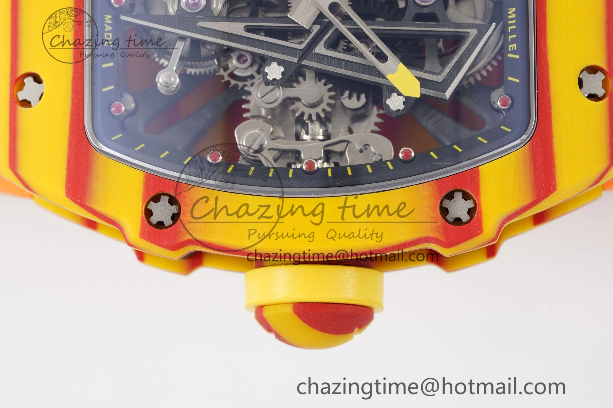 SoftTouch RM027-03 Real Tourbillon RMF Best Edition Orange Red Carbon Skeleton Dial on Orange Rubber Strap 9360