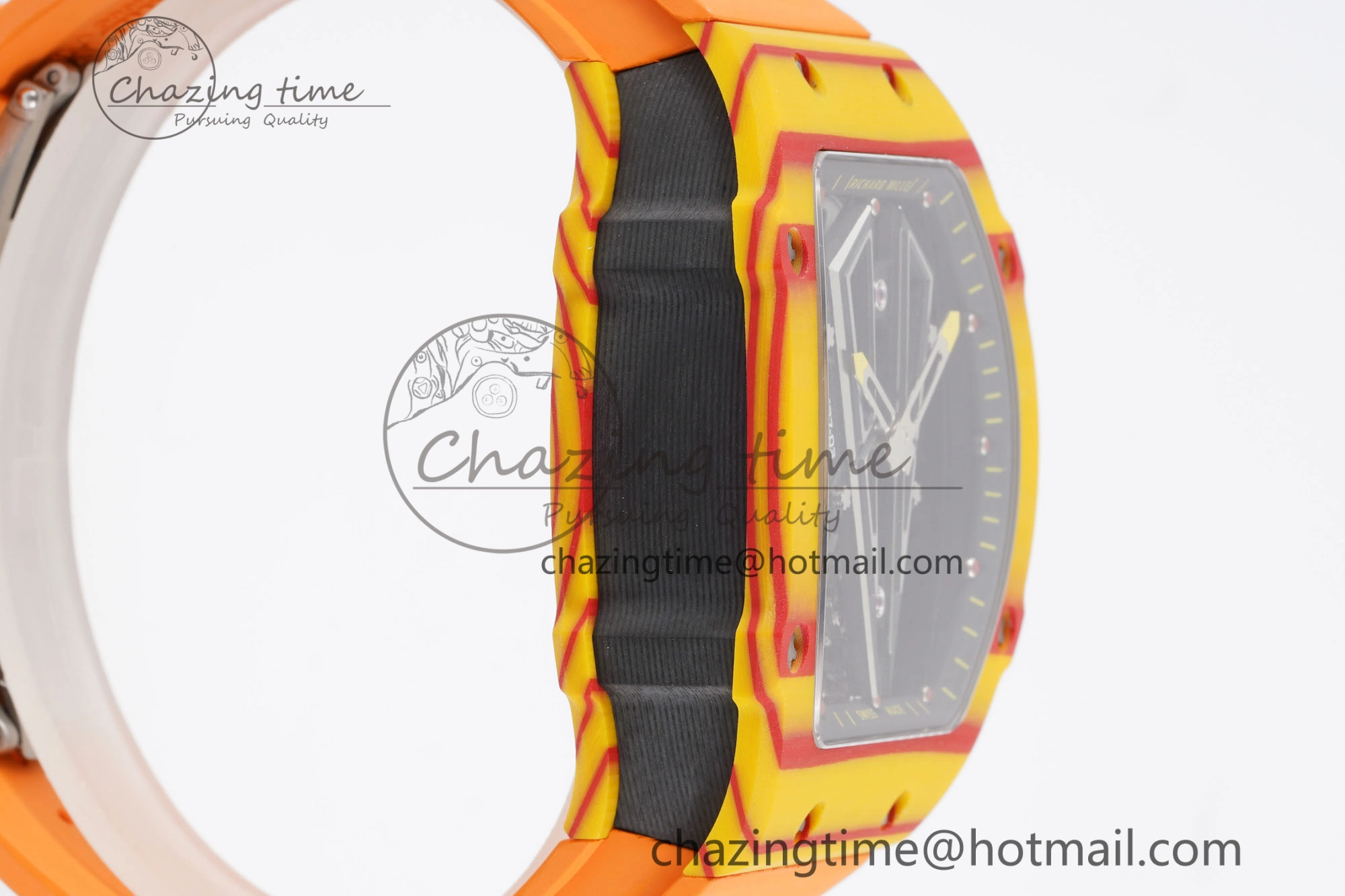 SoftTouch RM027-03 Real Tourbillon RMF Best Edition Orange Red Carbon Skeleton Dial on Orange Rubber Strap 9360