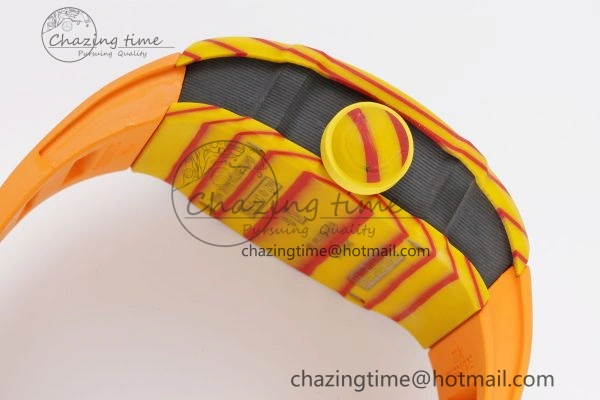 SoftTouch RM027-03 Real Tourbillon RMF Best Edition Orange Red Carbon Skeleton Dial on Orange Rubber Strap 9360