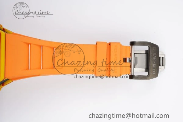 SoftTouch RM027-03 Real Tourbillon RMF Best Edition Orange Red Carbon Skeleton Dial on Orange Rubber Strap 9360