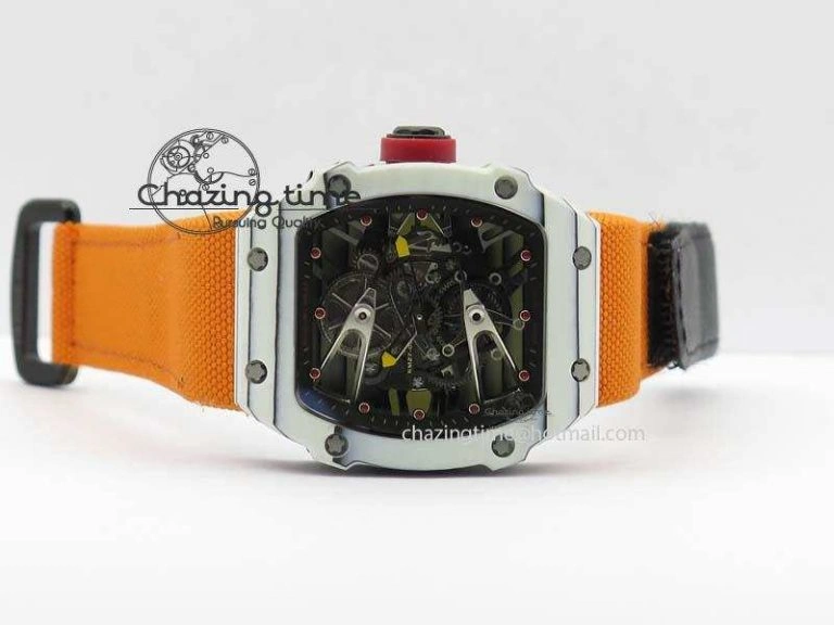 Youthful RM027-2 White Carbon Fiber Case Skeleton Dial On Nylon Strap 6T 9560