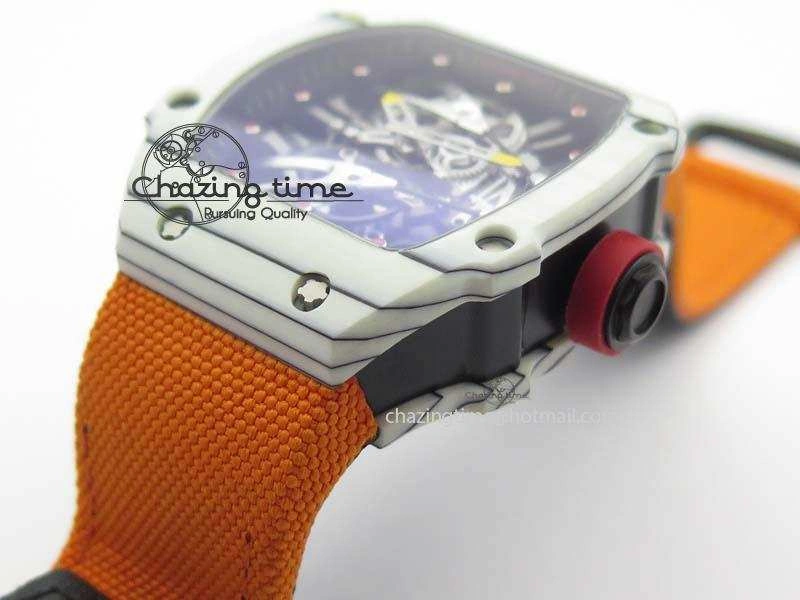 Youthful RM027-2 White Carbon Fiber Case Skeleton Dial On Nylon Strap 6T 9560
