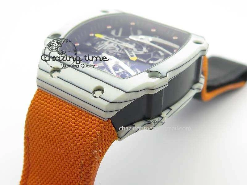 Youthful RM027-2 White Carbon Fiber Case Skeleton Dial On Nylon Strap 6T 9560